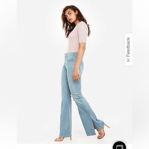 Express Side Split Bell Flare Highwaist Jeans in 00S